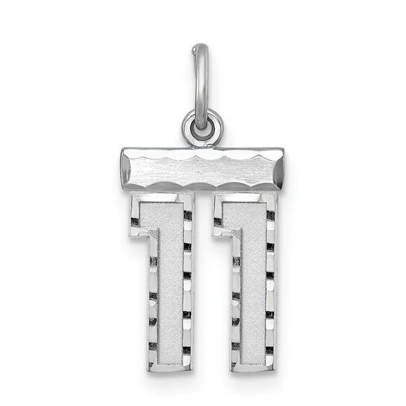 Sterling Silver, Varsity Collection, Small D/C Pendant, Number 11 - Picture 1 of 4